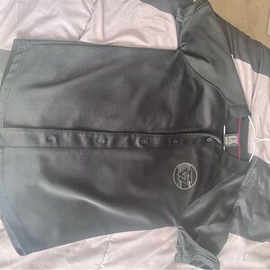 Black Button-Up Shirt with Logo